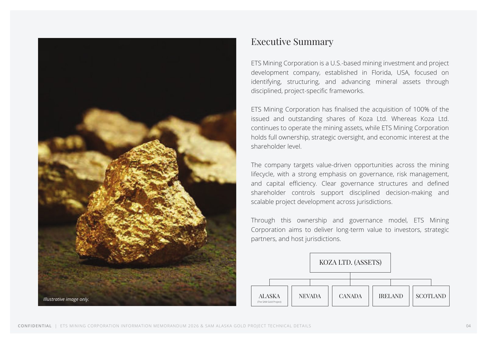 ETS Mining / SAM Alaska Gold Project flyer — page 4