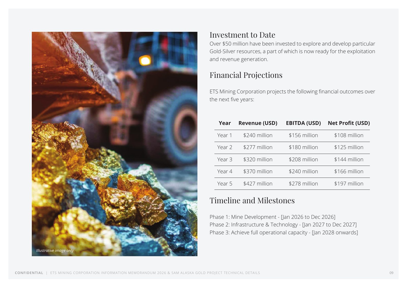 ETS Mining / SAM Alaska Gold Project flyer — page 9