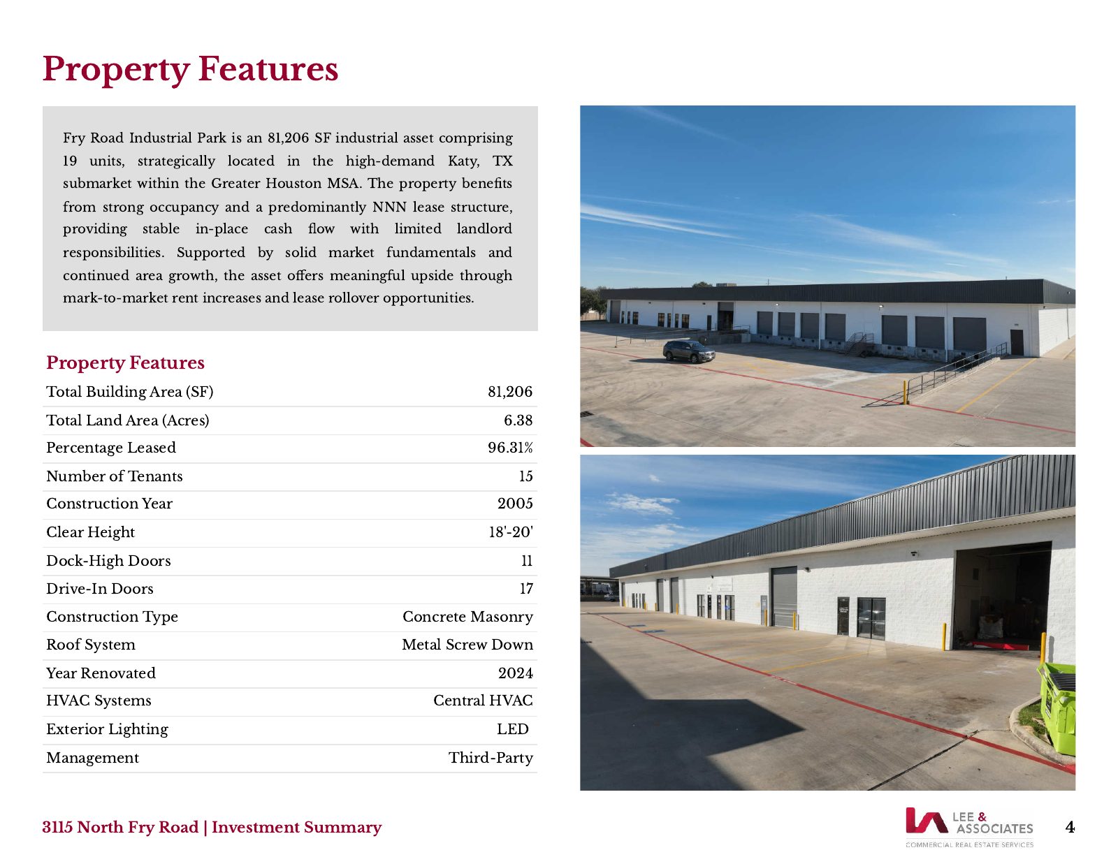 Fry Road Industrial Park flyer — page 4