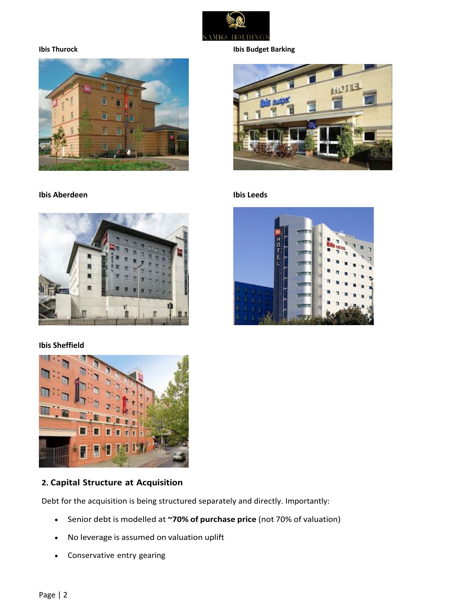 IBIS UK Hotel Portfolio - Bridge Acquisition flyer — page 2